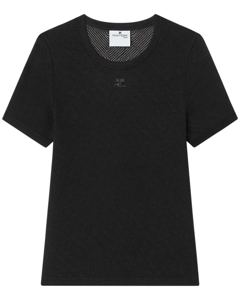 Courrèges T-Shirt aus Mesh - Schwarz Schwarz