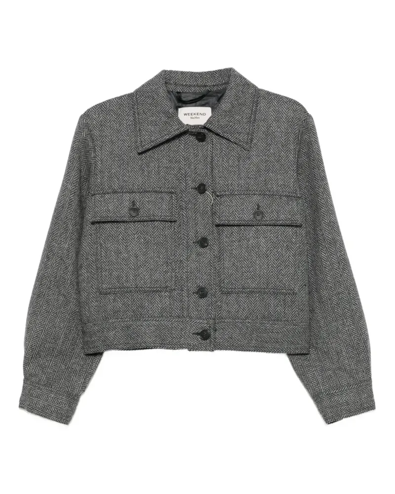 Max Mara Jacke mit Fischgrätenmuster - Grau Grau