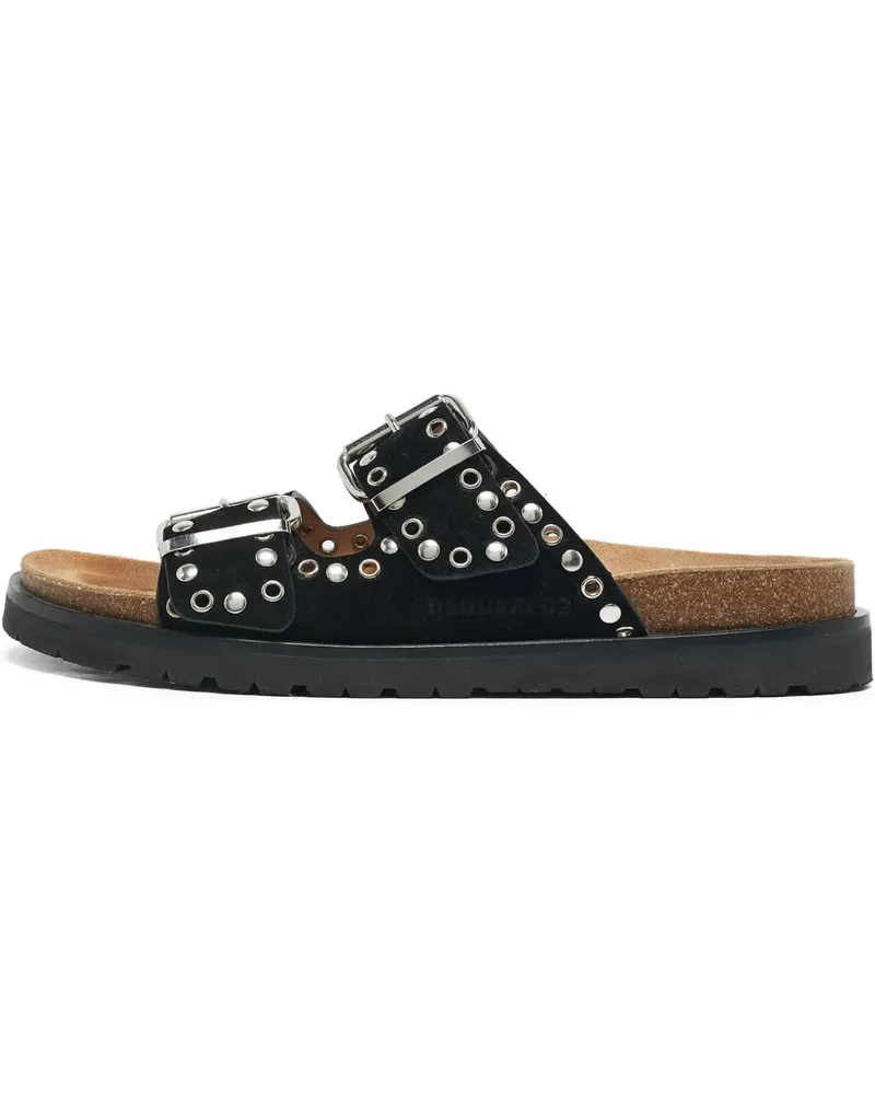 Dsquared2 Sandalen mit Nieten im Layering-Look - Schwarz Schwarz