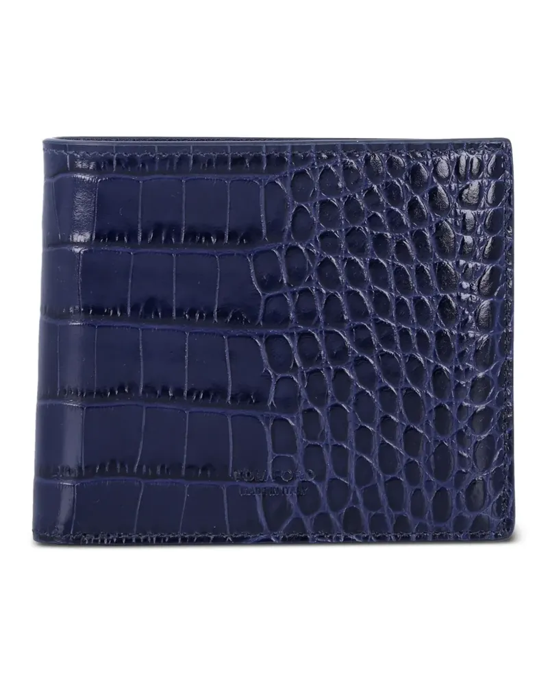 Tom Ford crocodile-effect bifold wallet - Blau Blau
