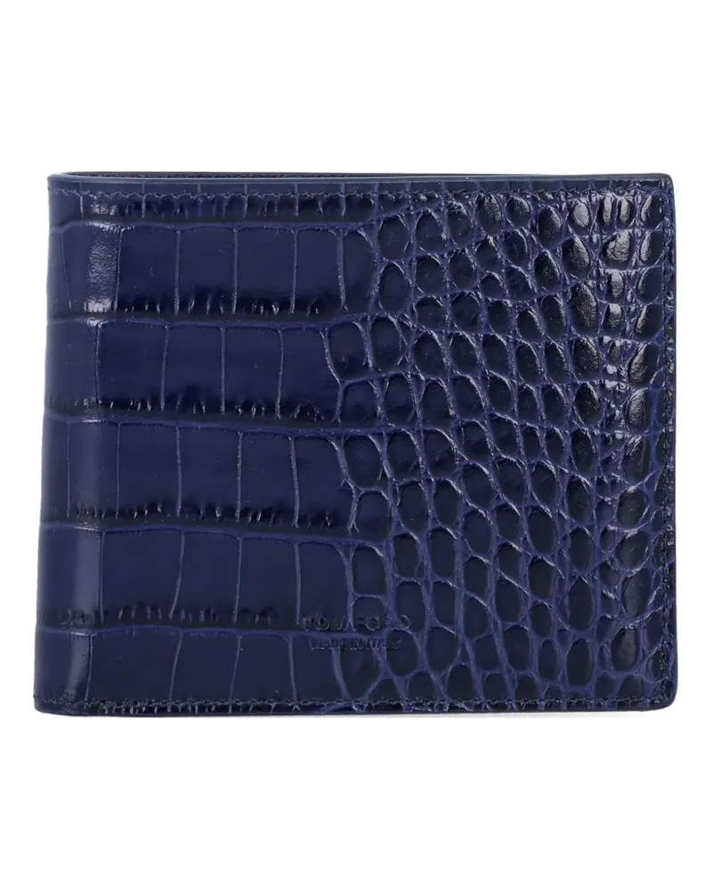 Tom Ford crocodile-effect bifold wallet - Blau Blau