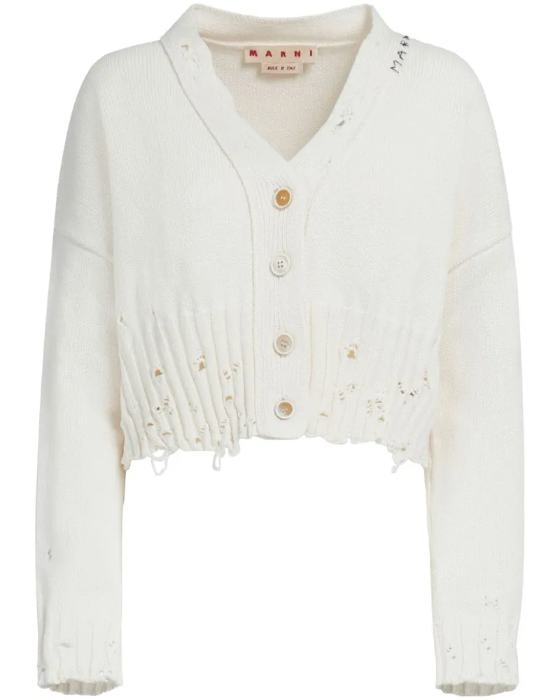 Marni Cardigan im Distressed-Look - Weiß Weiß