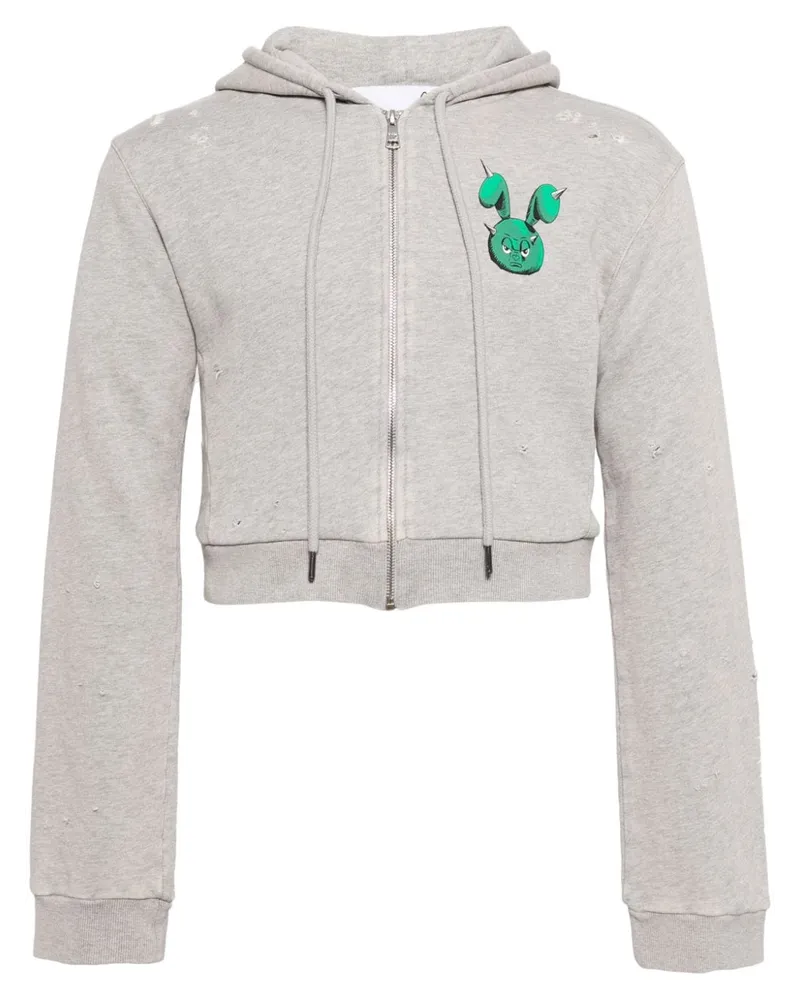 Natasha Zinko Cropped-Kapuzenjacke mit grafischem Print - Grau Grau