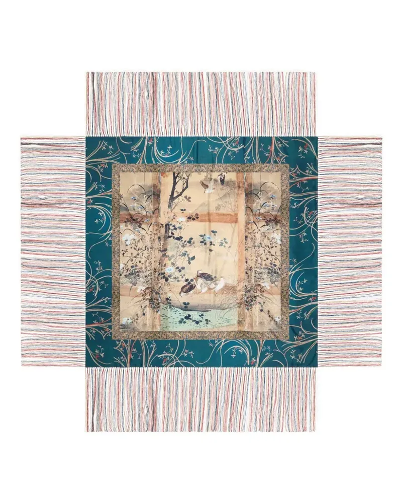 Pierre-Louis Mascia Aloeuw Schal mit botanischem Print - Blau Blau