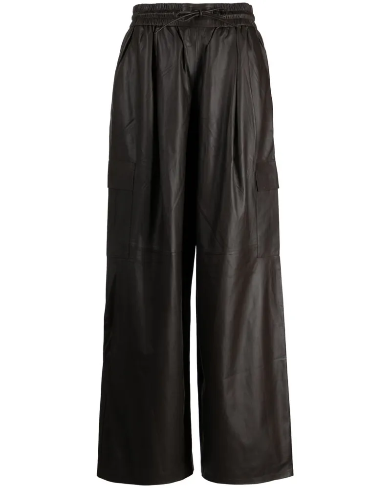 Yves Salomon Cargohose aus Leder mit Kordelzug - Braun Braun