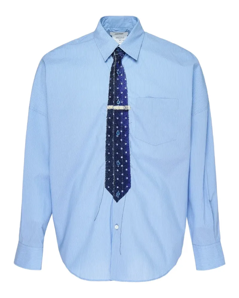 Doublet Gestreiftes Hemd mit Trompe-l'oeil-Stickerei - Blau Blau