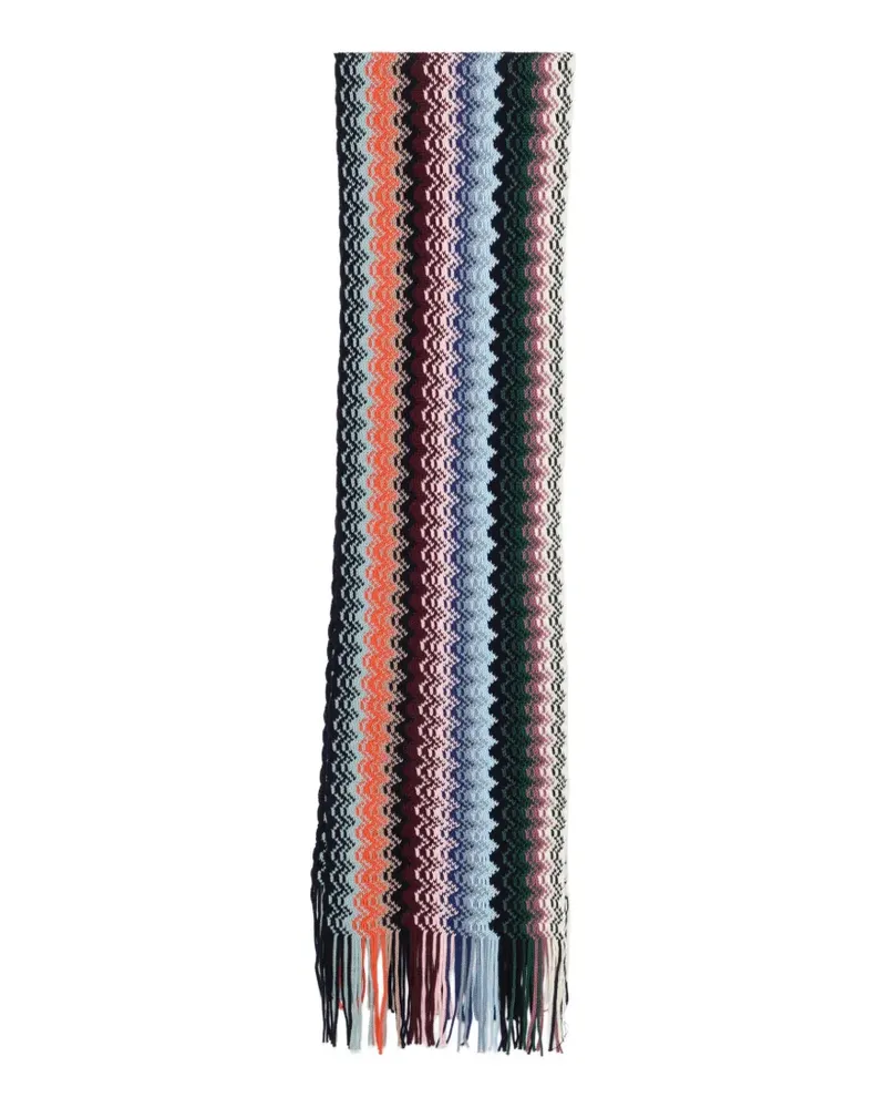 Missoni zigzag-knit fringed scarf - Blau Blau