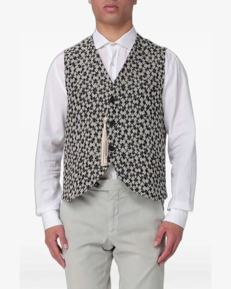 Emporio Armani jacquard tassel-detail waistcoat - Nude Nude
