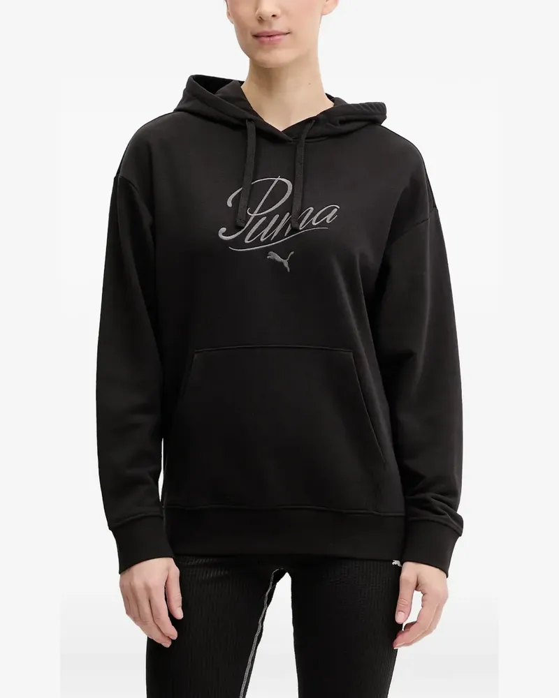 Puma Essentials Script Hoodie mit Logo-Stickerei - Schwarz Schwarz