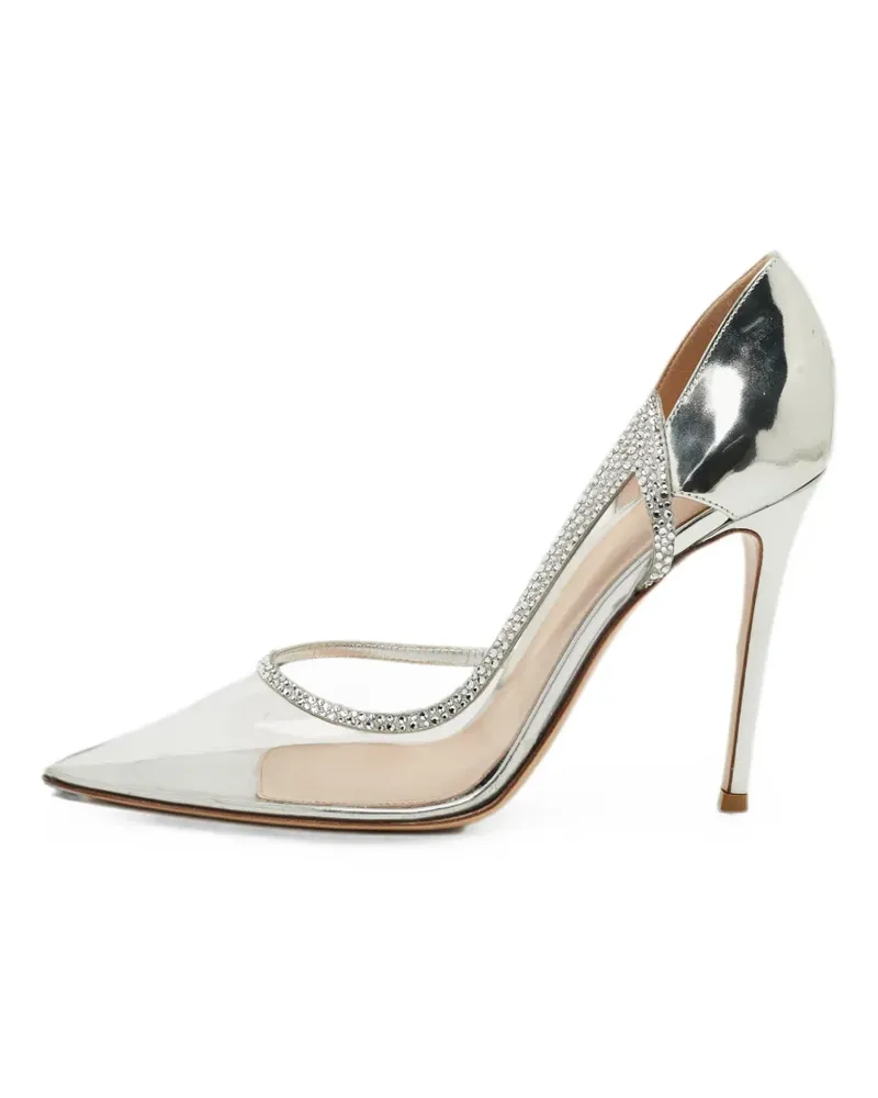 Gianvito Rossi Leif leather heeled d'Orsay pumps - Silber Silber