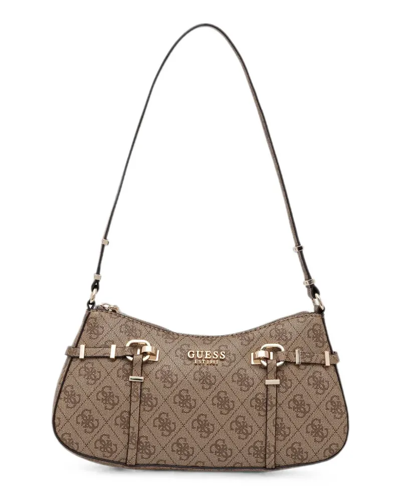 Guess Leona Schultertasche mit Monogramm - Nude Nude