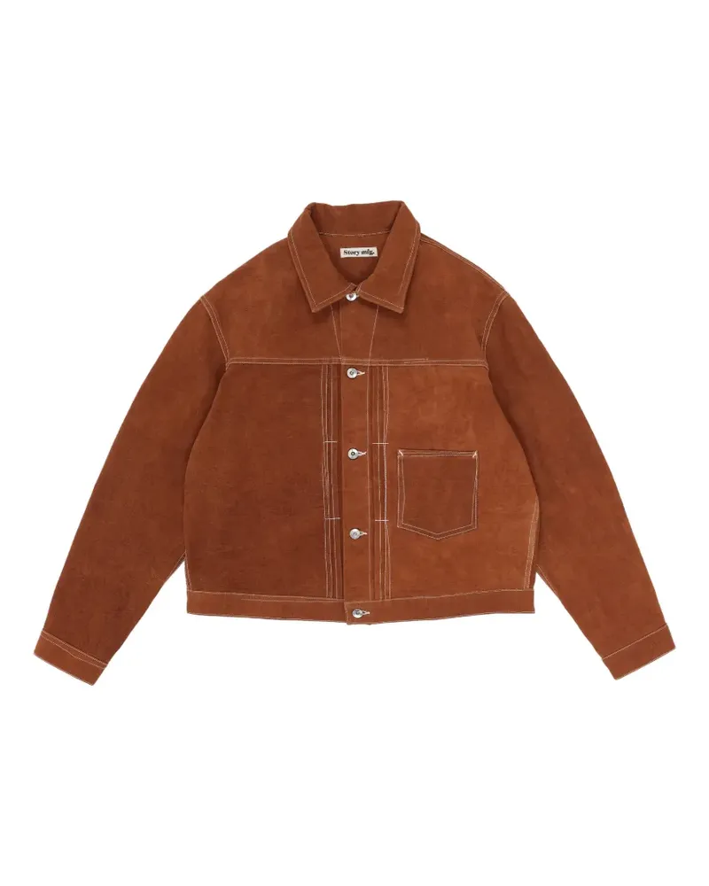 STORY mfg. Friday patch-pocket topstitching jacket - Braun Braun