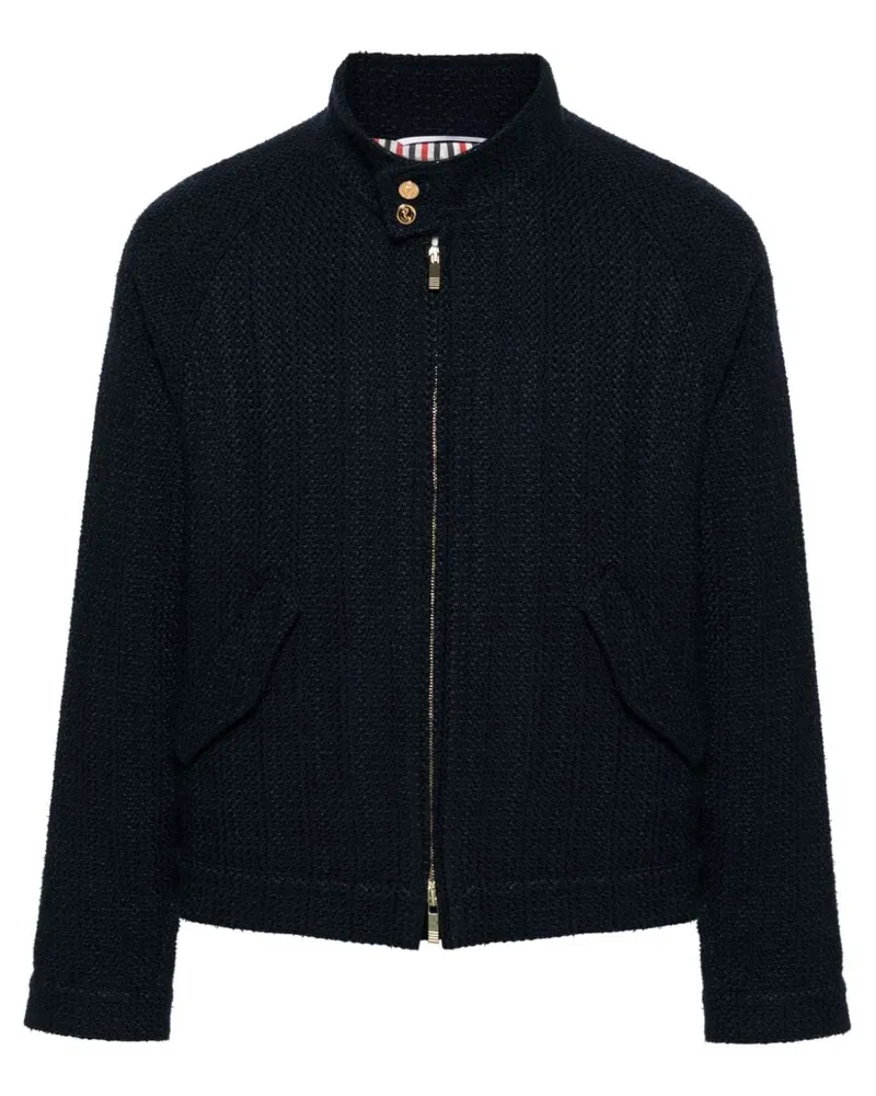 Thom Browne Tweed-Bomberjacke mit RWB-Streifen Blau