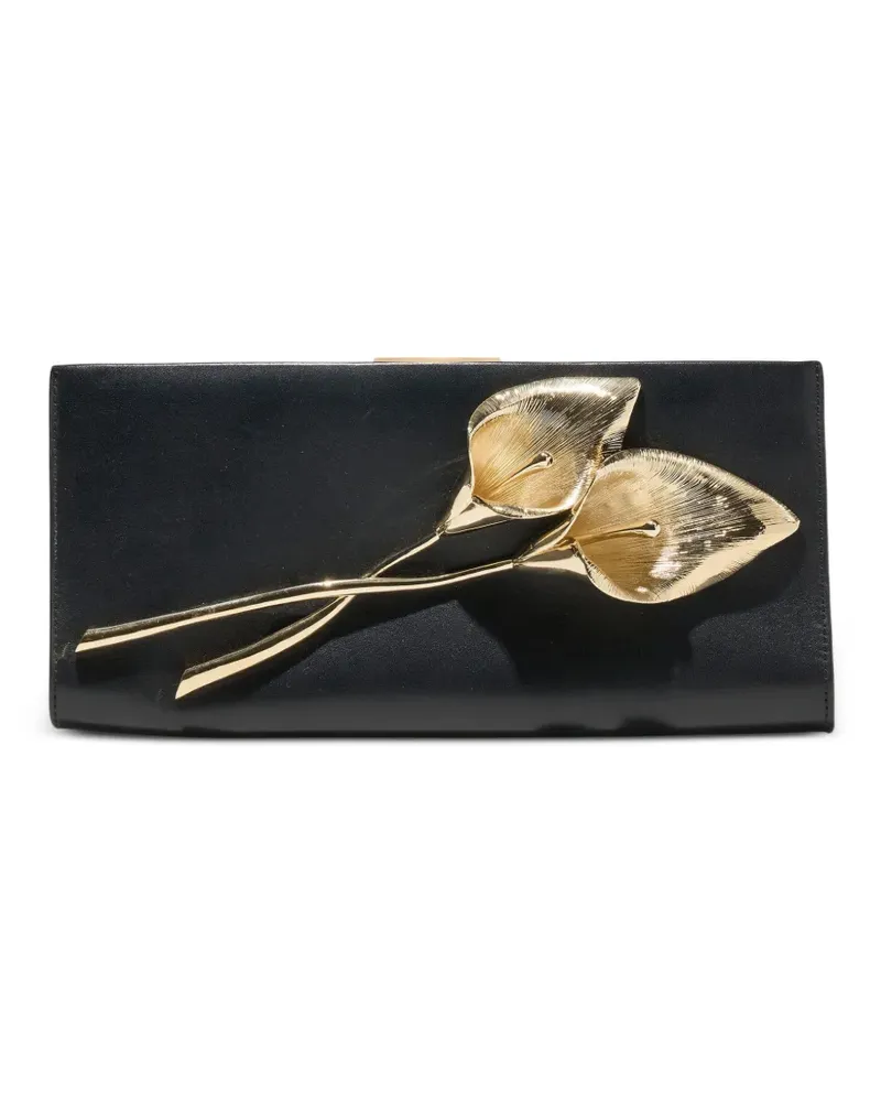 Carolina Herrera New York Pats Calla Lily Clutch aus Leder - Schwarz Schwarz