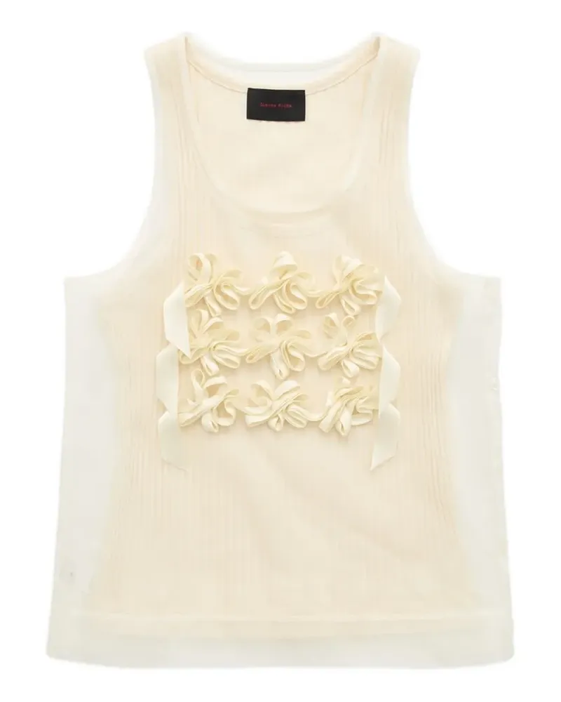 Simone Rocha Geripptes Top mit Schleife - Nude Nude