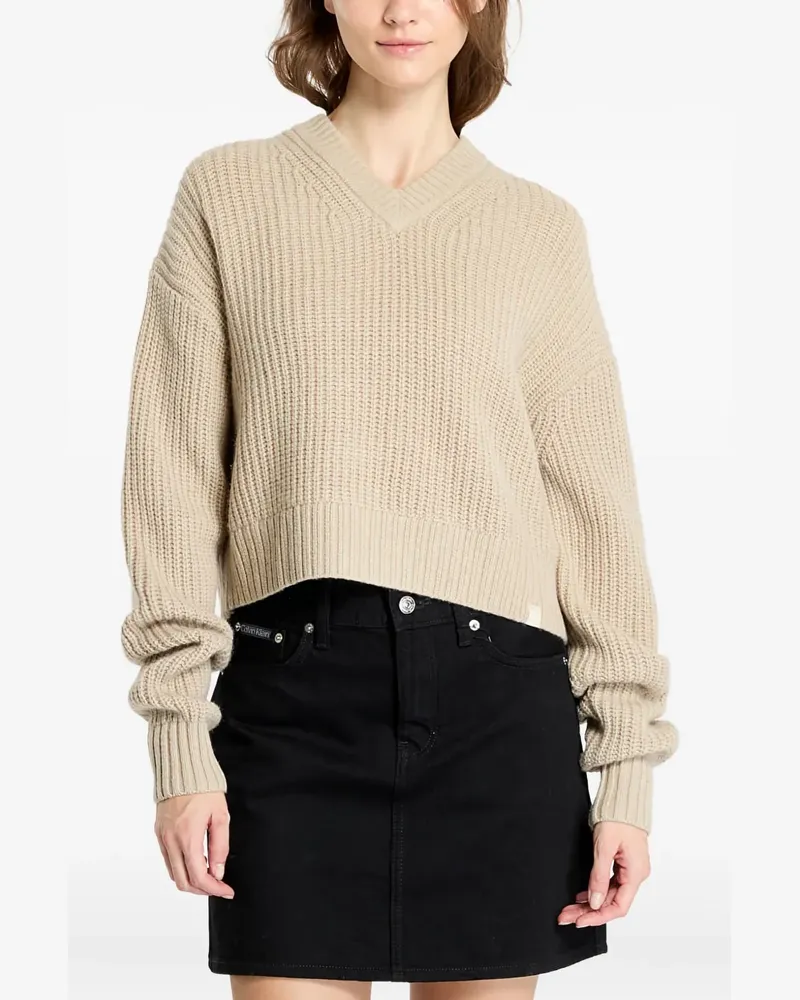 Calvin Klein Strick mit V-Ausschnitt - Nude Nude