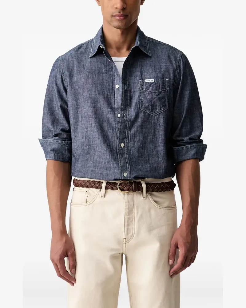 Guess button-down chest-pocket shirt - Blau Blau