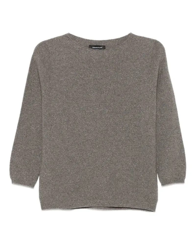 Fabiana Filippi Fein gestrickter Pullover mit Dreiviertelärmeln - Grau Grau