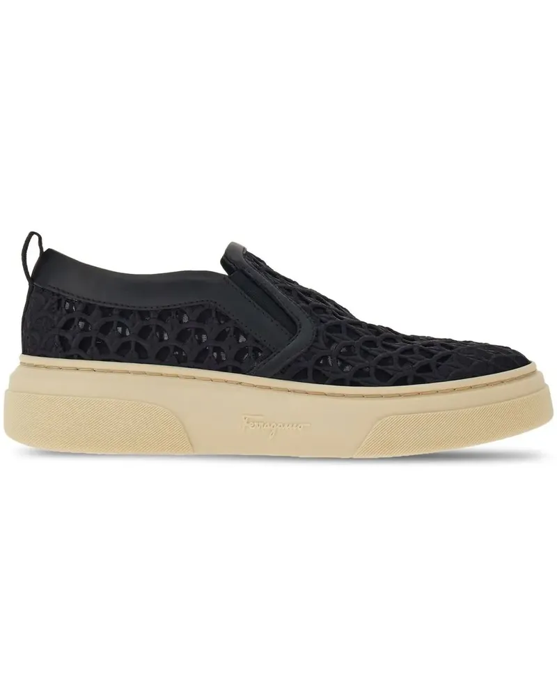 Ferragamo Bestickte Slip-On-Sneakers - Schwarz Schwarz