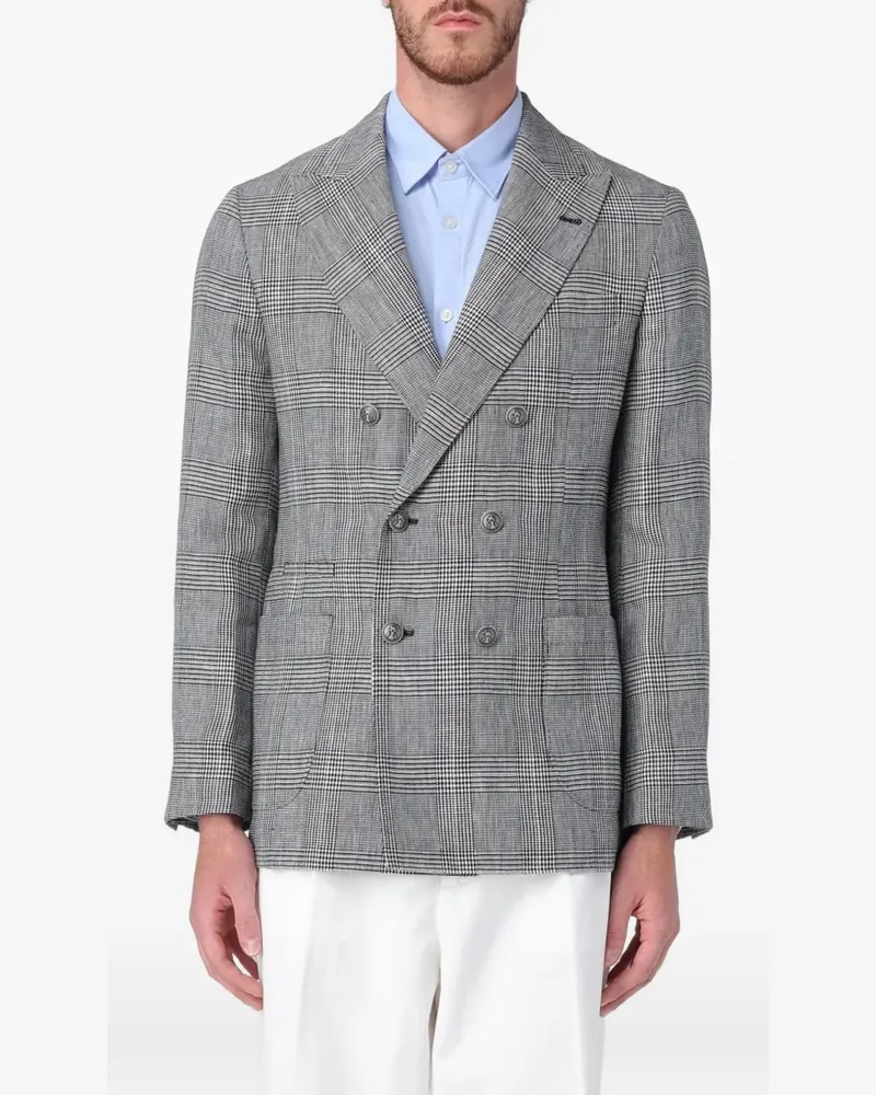 Brunello Cucinelli plaid double-breasted blazer - Grau Grau