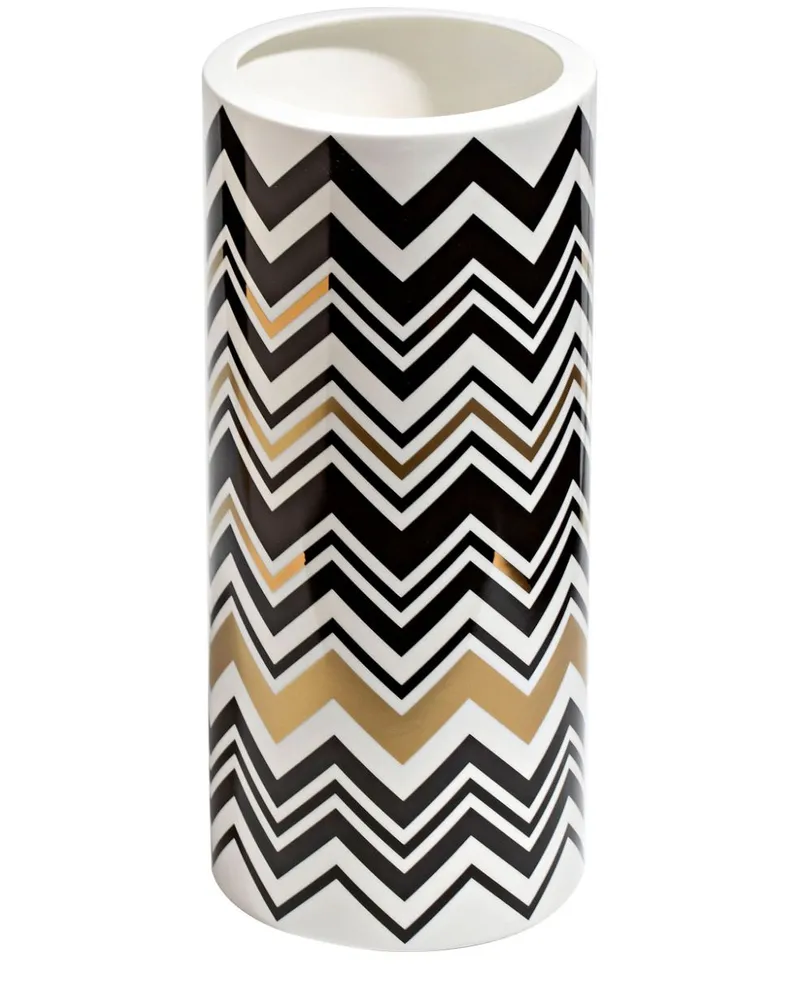 Missoni Home Vase aus Porzellan mit Zickzack-Print (36cm x 16cm) - Schwarz Schwarz