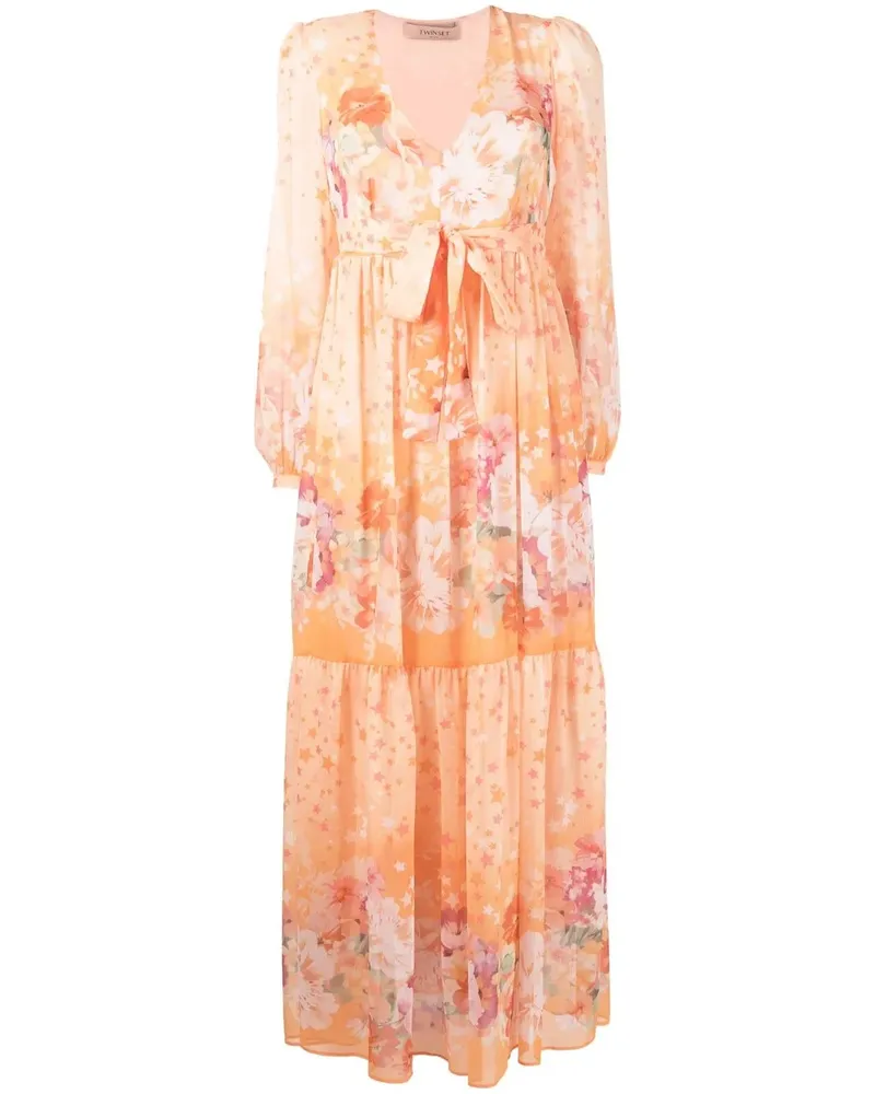 Twin-Set Kleid mit Blumen-Print - Orange Orange