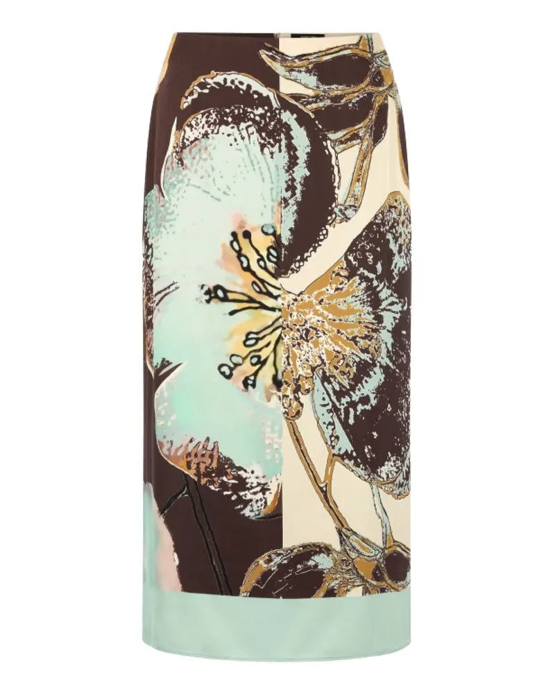 Marc Cain Midirock mit Blumenprint - Braun Braun