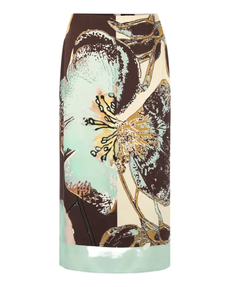 Marc Cain floral-print midi skirt - Braun Braun
