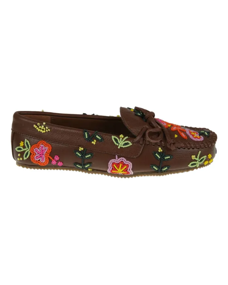 DE SIENA floral beaded loafers - Braun Braun