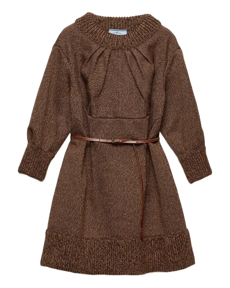 Prada Mouliné Minikleid aus Wolle - Braun Braun