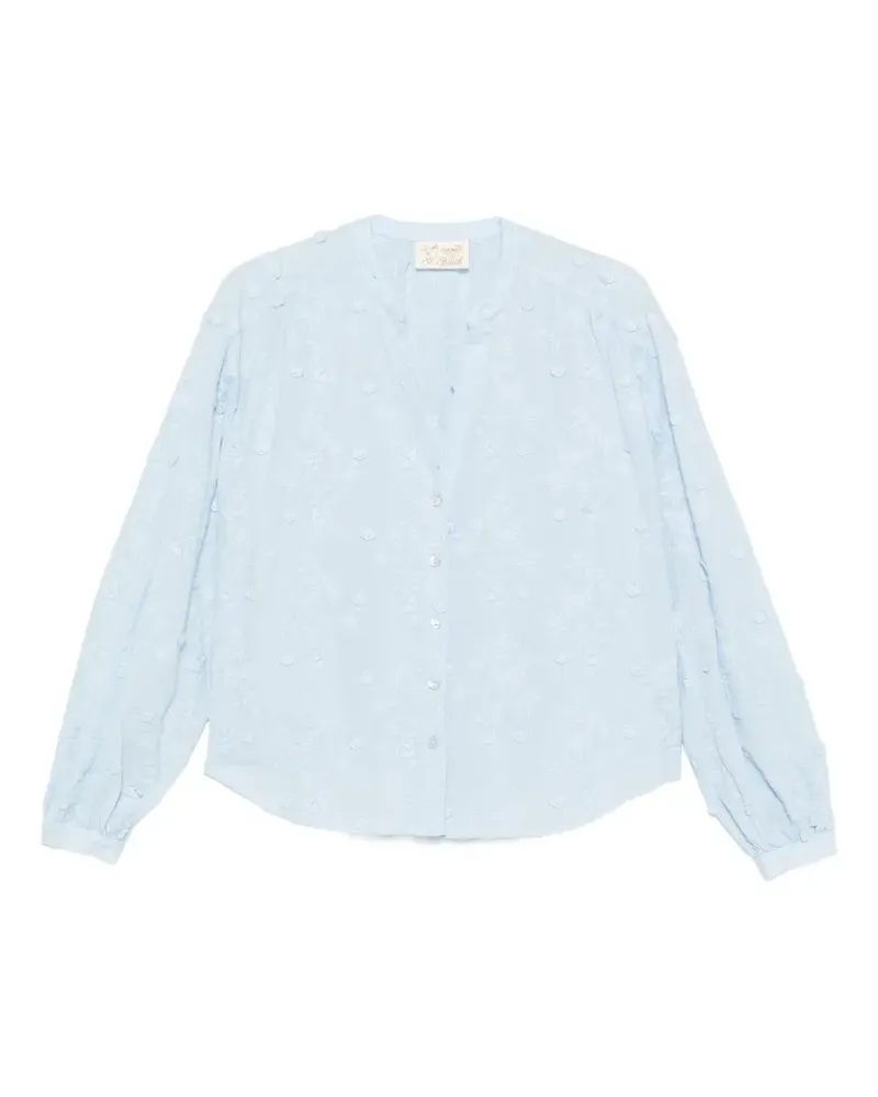 MC2 Saint Barth Liona butterfly-embroidered V-neck blouse - Blau Blau