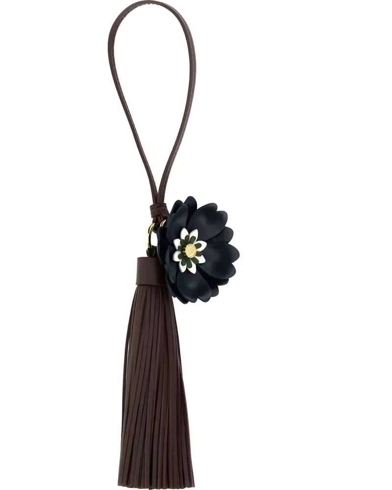 Miu Miu Leder-Schlüsselanhänger mit Blumenverzierung - Braun Braun
