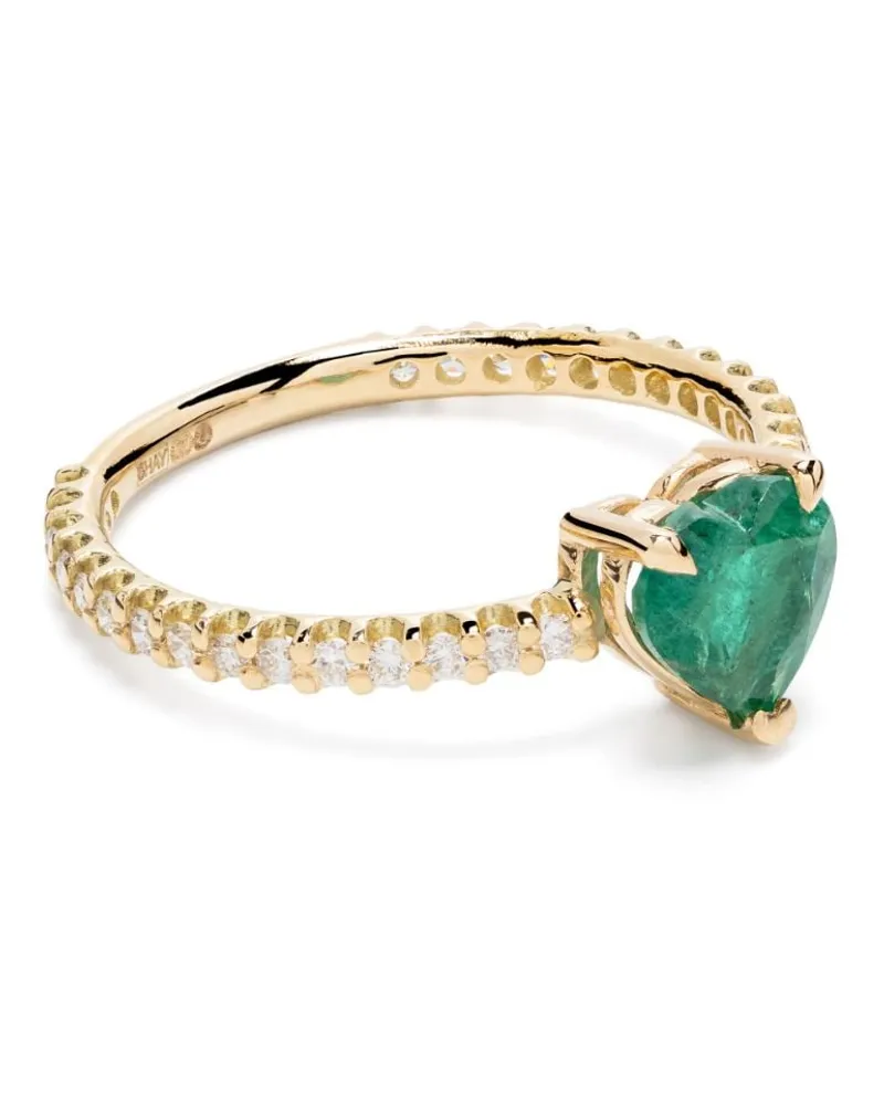 SHAY 18kt Gelbgold-Pinky-Ring mit sambischem Smaragd und Diamanten Gold
