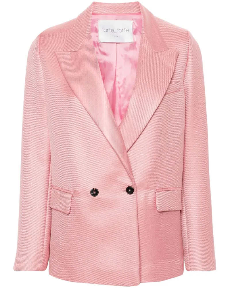 forte_forte Doppelreihiger Blazer mit Streifen - Rosa Rosa