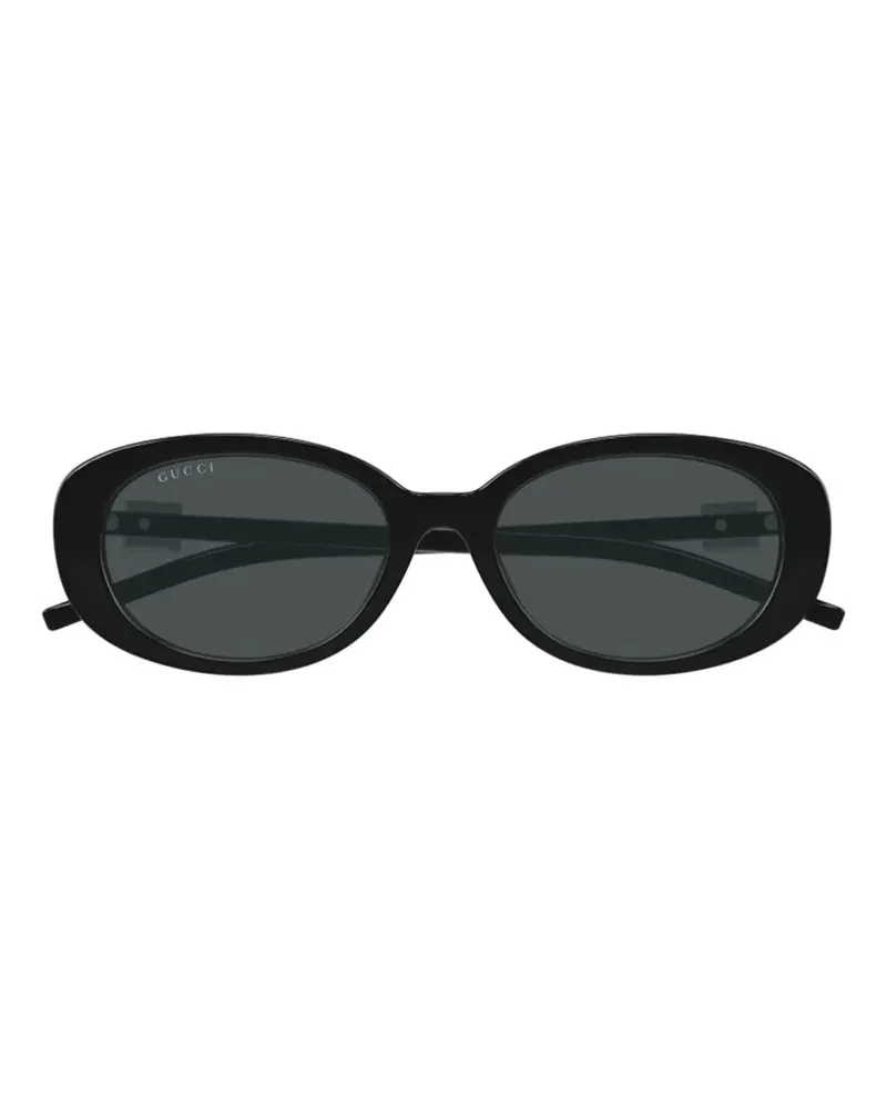 Gucci Sonnenbrille mit ovalem Gestell - Schwarz Schwarz