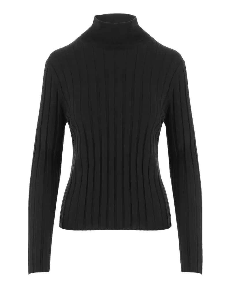 ALLUDE Gerippter Rollkragenpullover - Schwarz Schwarz