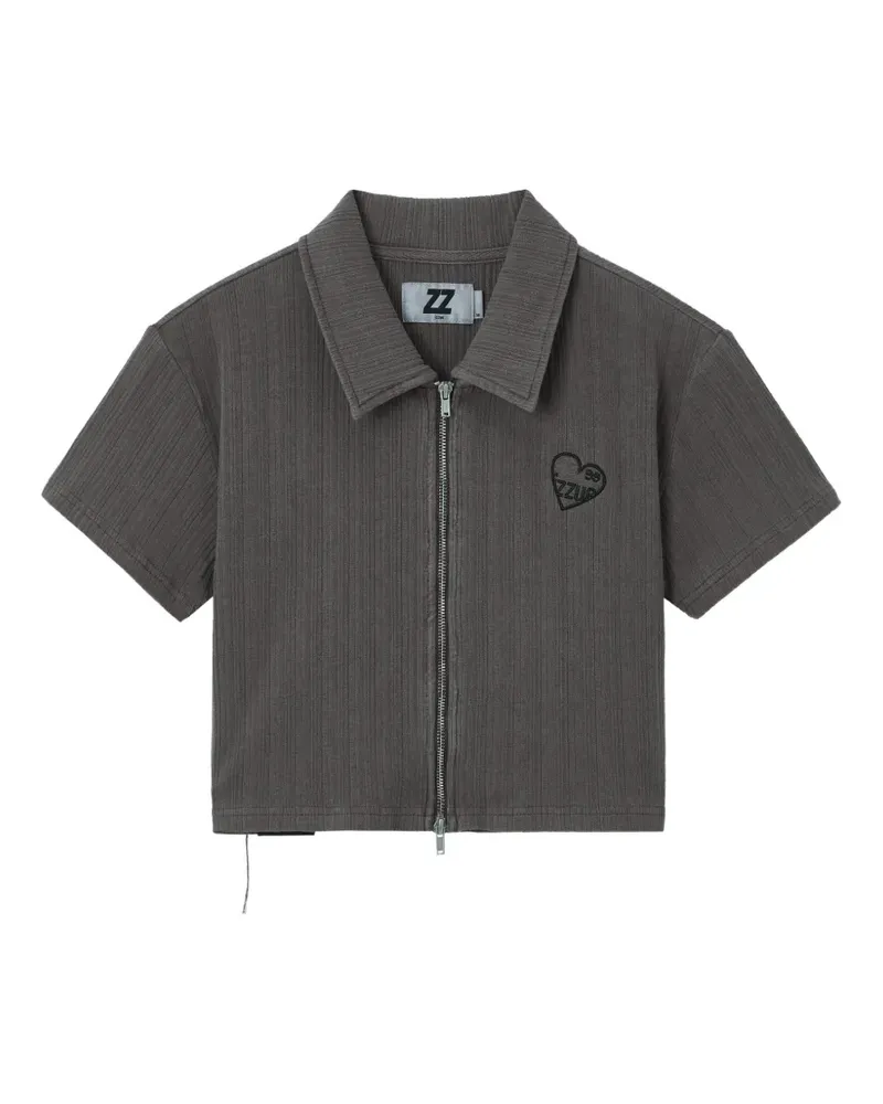 Izzue Geripptes Oberteil mit Reißverschluss - Grau Grau