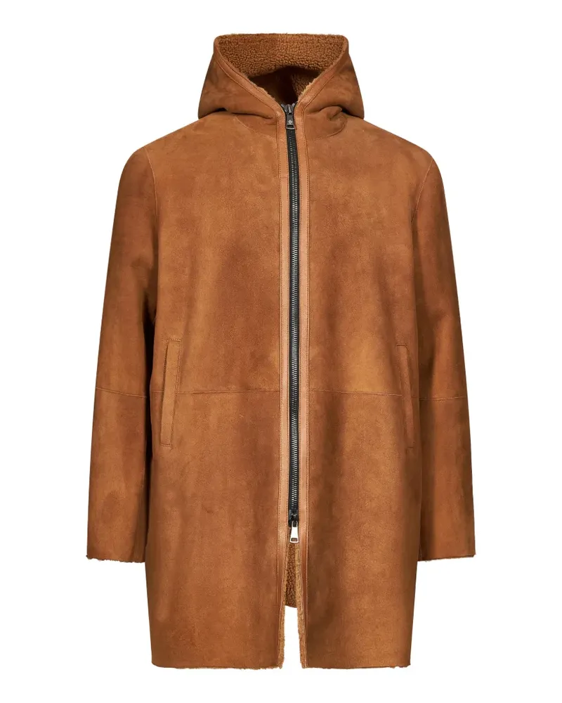 Tagliatore Wilson hooded leather coat - Braun Braun