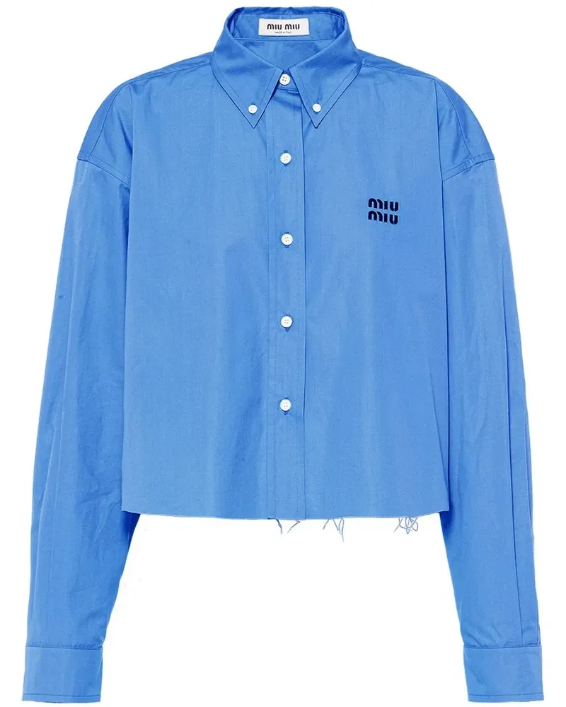Miu Miu Besticktes Cropped-T-Shirt - Blau Blau