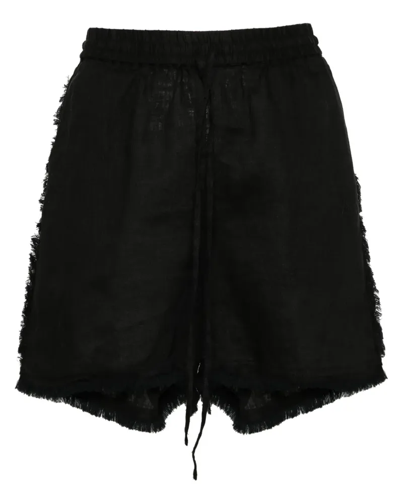 P.A.R.O.S.H. Ausgefranste Shorts mit Logo-Stickerei - Schwarz Schwarz
