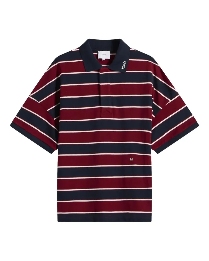 RHUDE Gestreiftes Fontaine Poloshirt - Rot Rot