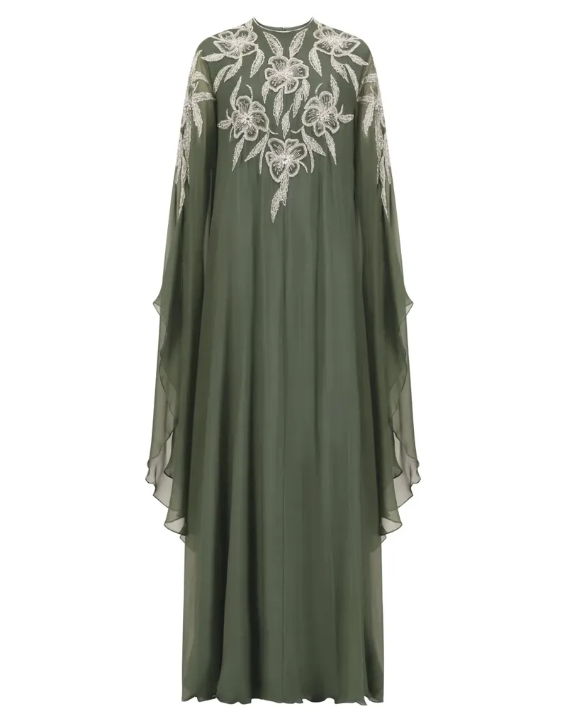 Dina Melwani Verziertes Abendkleid - Grün Grün