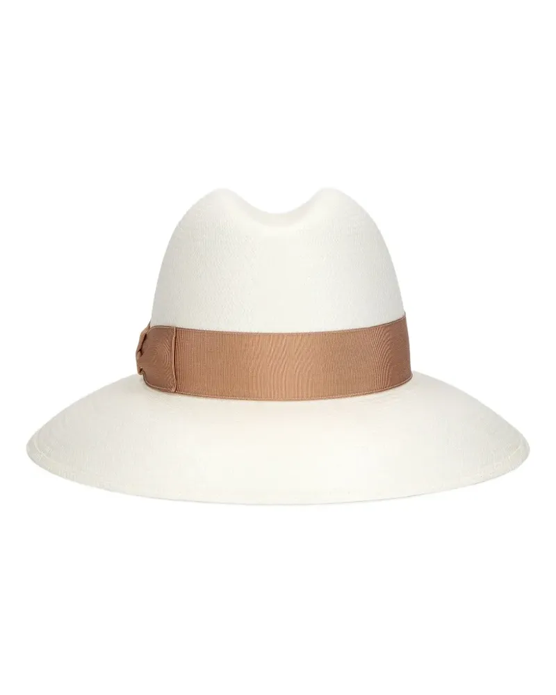Borsalino Claudette Panama Hut mit Schleifenbesatz - Nude Nude