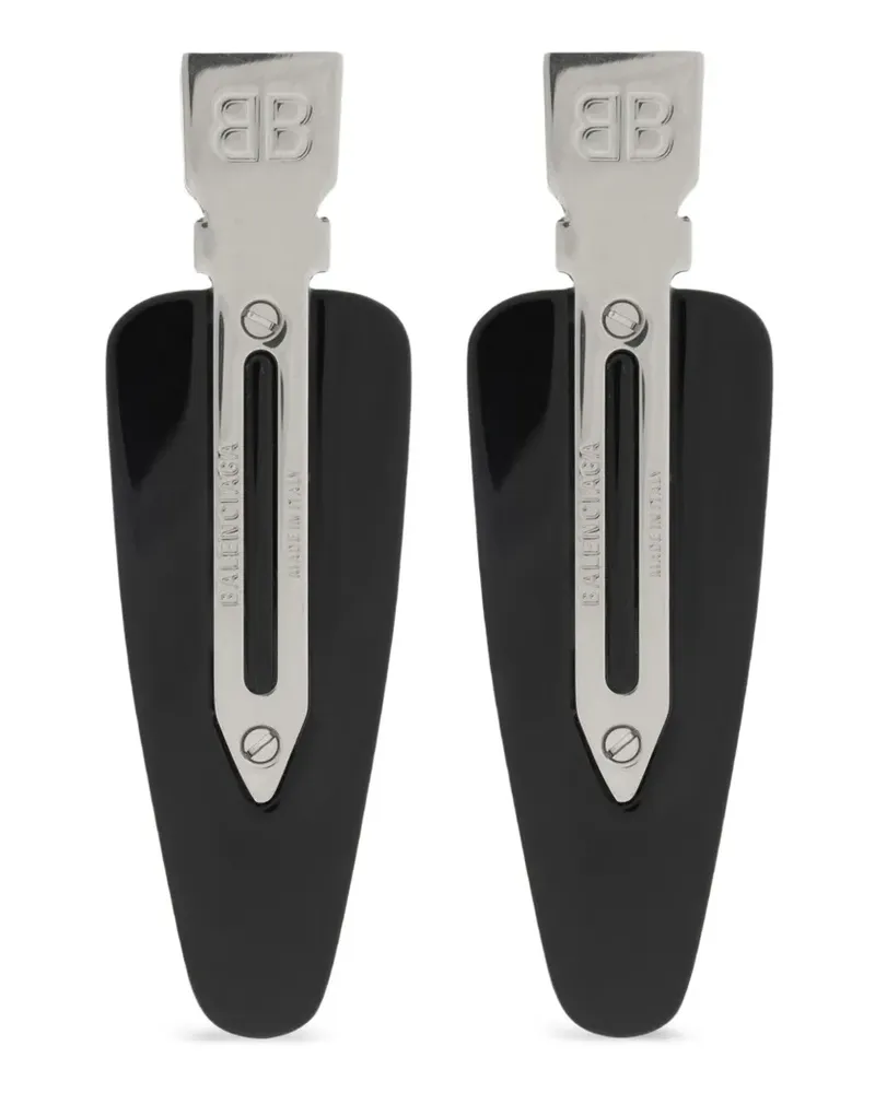 Balenciaga Haarspange mit Logo - Schwarz Schwarz