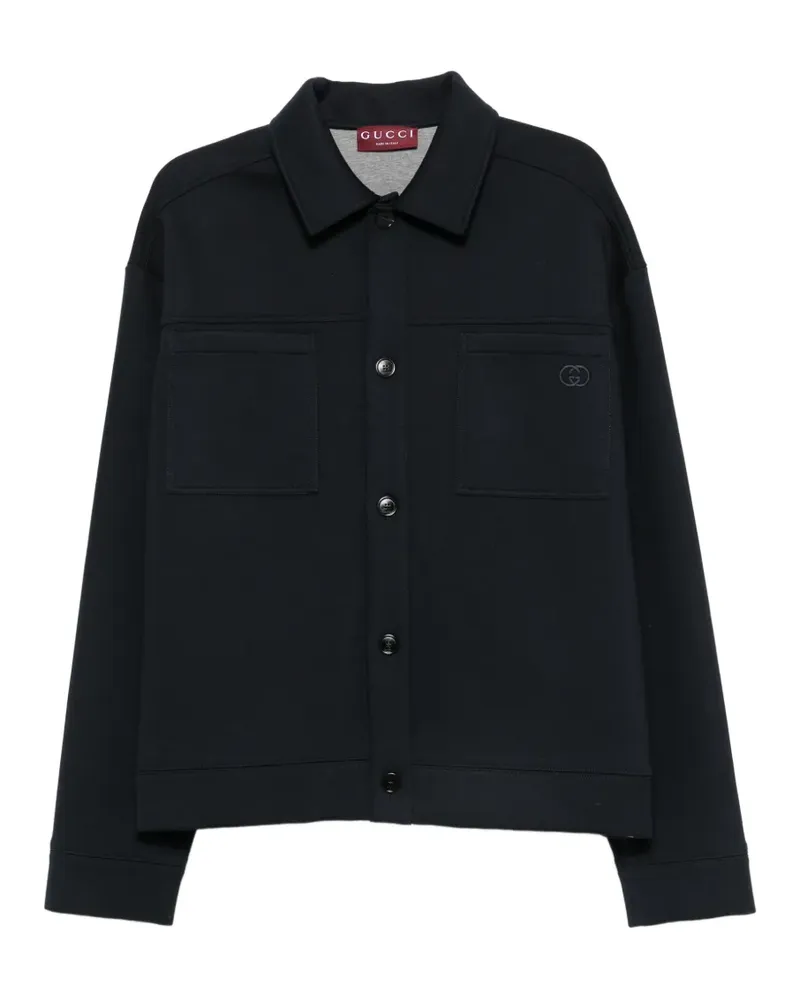 Gucci logo-embroidered button-up jacket - Blau Blau