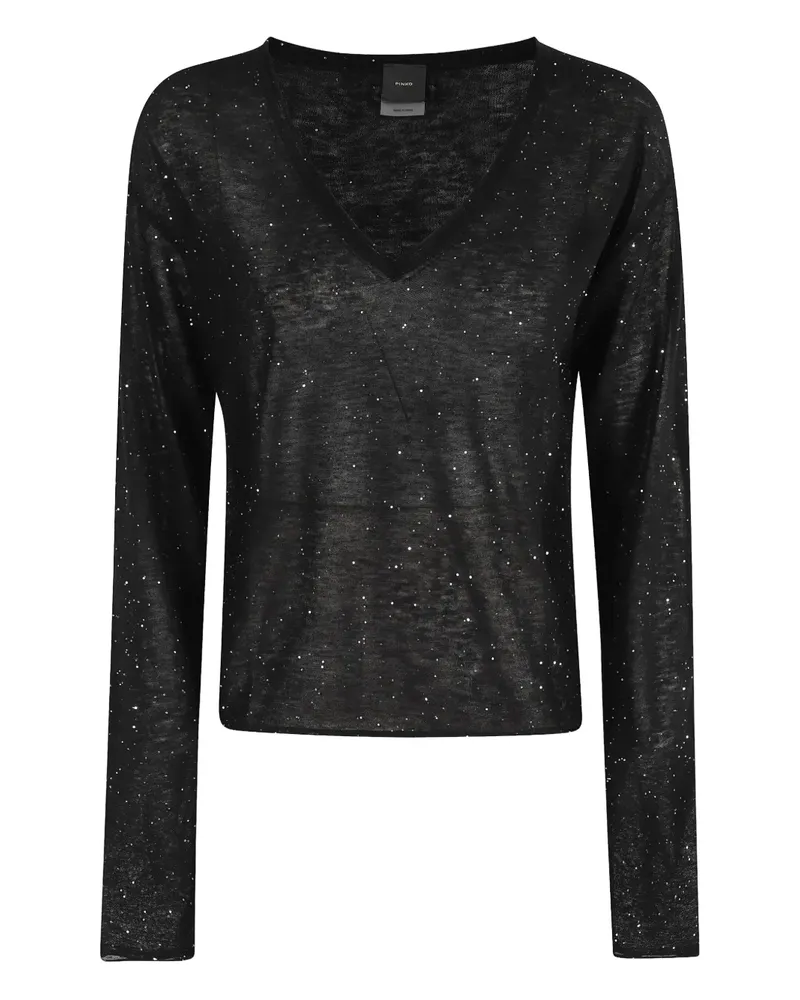 Pinko Pullover mit V-Ausschnitt im Glitter-Look - Schwarz Schwarz