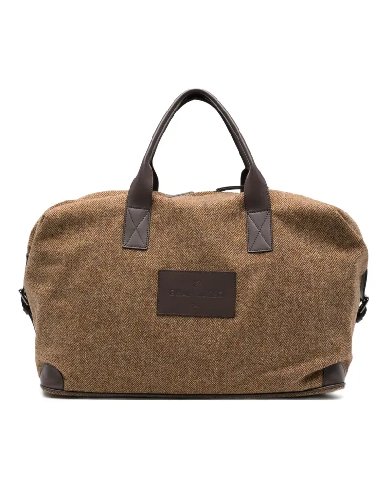 Gran Sasso Tote Bag mit Fischgrätenmuster - Braun Braun