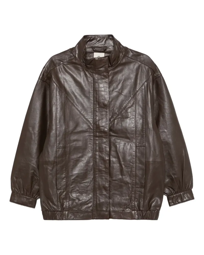 The Garment leather high-neck jacket - Braun Braun