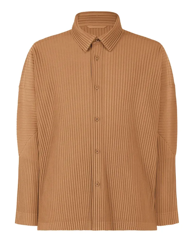 Issey Miyake Monthly Colors : October button-down pleated shirt - Braun Braun
