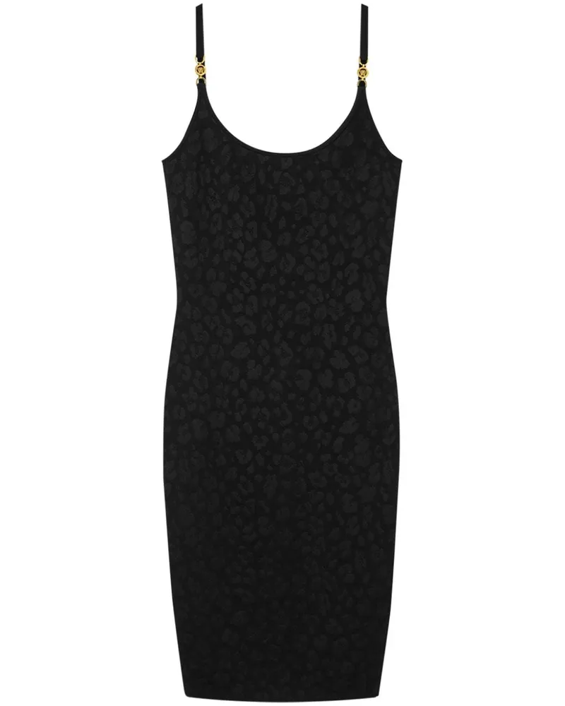 Versace Lurex-Midikleid mit Leopardenmuster - Schwarz Schwarz